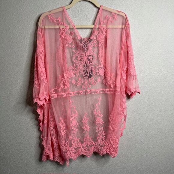 Liv Los Angeles New Peach Lace Swimsuit Cover Size Medium - Picture 13 of 15